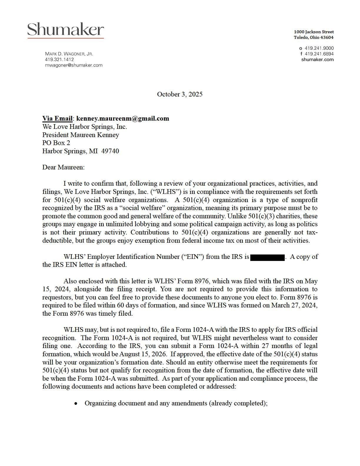 Form 990: WHLH Organizational Filing